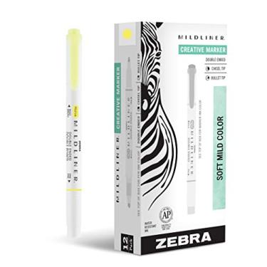 Imagem de Zebra Pen Conjunto de marcadores de texto de ponta dupla Mildliner, pontas largas e finas, ideal para realce da Bíblia, tinta amarela suave sem derramamento, pacote com 12 (78150upc)