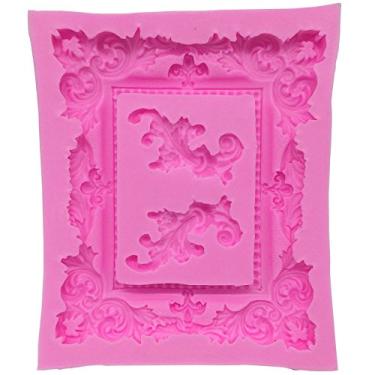 Imagem de Funshowcase Moldura Curlicues com Pergaminhos Molde de Silicone para Decoração de Topo de Bolo, Pasta de Açúcar, Chocolate, Fondant, Resina, Projetos de Argila de Polímero