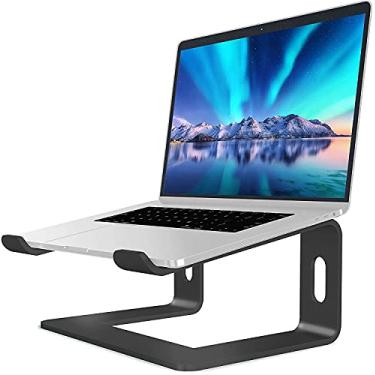 Imagem de Suporte para laptop, elevador de computador de alumínio, elevador ergonômico para laptops para mesa, suporte de metal compatível com notebook de 10 a 15,6 polegadas,(Preto)