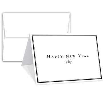 Imagem de Cartões de felicitações e envelopes Happy New Year – 25 por pacote (A2-4 1/4 x 13 cm)