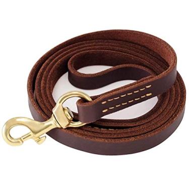 Imagem de (1.6cm 1.8m) - Fairwin Brown 1.8m/ 1.5m Genuine Leather Dog Leash Leads Rope For Large/ Me... New