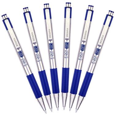 Imagem de Zebra F-301 Stainless Steel Retractable Ballpoint Pen, 0.7mm, Blue, 6-Pack (27120)