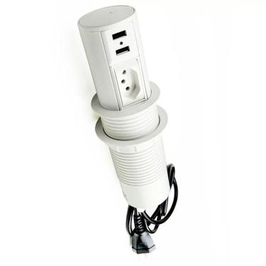 Imagem de Mini Torre Totem Automatico 1 Tomada 10a 2 Usb - Branca
