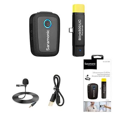 Imagem de Saramonic Sistema de microfone Lavalier sem fio ultra compacto de 2,4 GHz Blink500 B5 Receptor USB-C Plug&Play para dispositivos Android