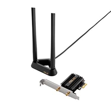 Imagem de ASUS Placa de expansão WiFi 6E + Bluetooth 5.2 PCI-E (PCE-AXE58BT) – Suporta banda de 6 GHz, WPA3, 160 MHz, segurança de rede WPA3, OFDMA e MU-MIMO, antena externa, base magnética, latência ultrabaixa