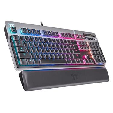 Imagem de Thermaltake Teclado mecânico para jogos Argent K6 RGB de perfil baixo Cherry MX Red, Placa superior Alumiunm, botão multifucntion, descanso de pulso, GKB-KB6-LRSRUS-01