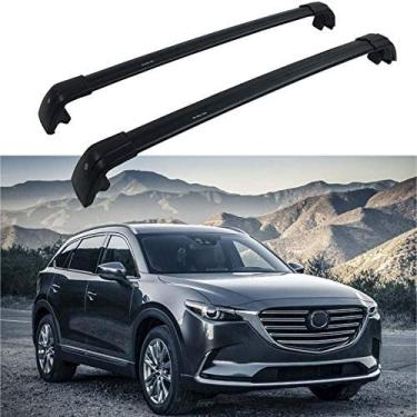 Imagem de UDP-Auto 2 peças de rack de trilho de teto com trava de alumínio barra lateral barras transversais bagagens bagagens rack adequado para Mazda- CX-9 CX9 2016 2017 2018 2019 2020 - preto