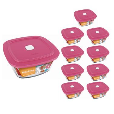 Imagem de Pote De Vidro Marinex Quadrado Facilita Vap 300ml 9Un