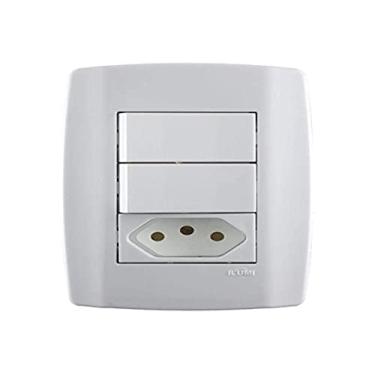 Imagem de 2 Interruptores Simples + 1 Tomada 10A 250V Horiz Placa 4X2