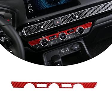 Imagem de PIUGILH Para 11º Honda Civic 2022 Adesivo 3D de fibra de carbono real console central Mutimedia botão acabamento interior acessórios para carro
