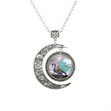 Imagem de Colar com pingente de dragão de asa azul DIY da bela estação, colar de dragão, joia de dragão, pingentes de dragão, colar de dragão de fantasia