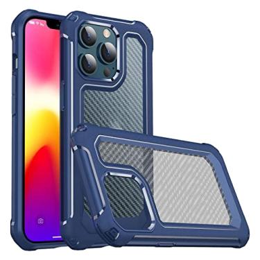Imagem de Capa para iPhone 14/14 Pro/14 Plus/14 Pro Max, capa de proteção militar translúcida resistente à prova de quedas capa à prova de choque e protetor de tela, azul, 14 Pro 6,1"