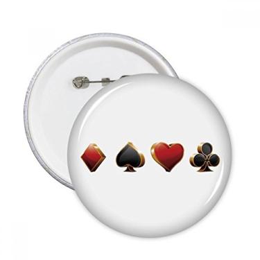 Imagem de Broche redondo com estampa de clube de diamante de espada e coração para decoração de 5 peças