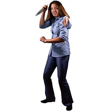 Imagem de Trick Or Treat Studios Fantasia de Halloween Laurie Strode com ferimento de látex, Azul, One-Size