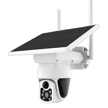 Imagem de Câmera de segurança 4G movida a energia solar 3MP Câmera de segurança solar sem fio ao ar livre com visão noturna colorida e detecção de som bidirecional Armazenamento SD em nuvem