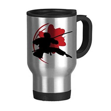 Imagem de Caneca de viagem japonesa Samurai Sakura Outline Ásia Tampa Flip Cup Car Tumbler Thermos