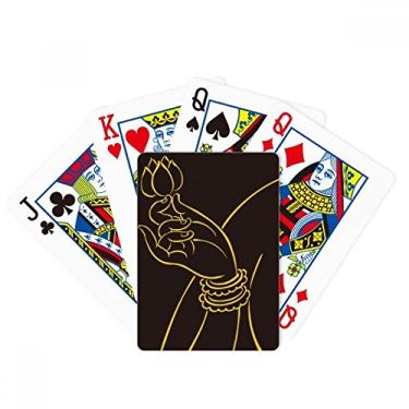 Imagem de DIYthinker Budismo Religião Preto Amarelo Mão Lótus Poker Baralho Presente de Mesa