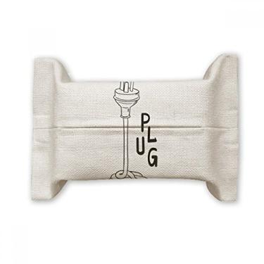 Imagem de Linha de plugue de três furos, suporte de capa de papel para lenços faciais, saco de linho de algodão