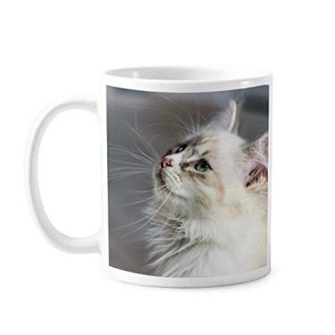 Imagem de Caneca de cerâmica branca com perfil de animal de estimação e gato bonito Caneca de cerâmica copo de porcelana de café