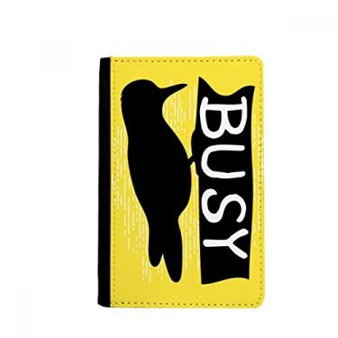 Imagem de Porta-passaporte preto Woodpecker Animal Outline Natural Notecase Burse Capa carteira porta-cartões