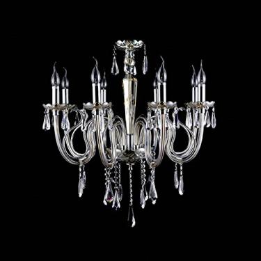 Imagem de Lustre Cristal/Vidro, 71 X 78 Cm, 8xe14 Bella Iluminação Gallery No Voltagev Transparente/Champagne