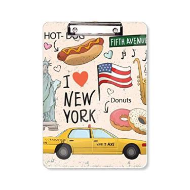 Imagem de I Love New York Hot Dog Donuts America Texi prancheta pasta escrita placa de apoio A4