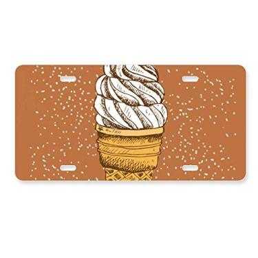 Imagem de DIYthinker Placa de licença de sorvete de chocolate em forma de casquinha de ovo para decoração de aço inoxidável