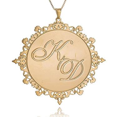 Imagem de Colar Personalizado Mandala Chapado com Iniciais Folheado em Ouro 18K