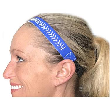 Imagem de Bandanas esportivas de softbol com costura (azul com costuras brancas)