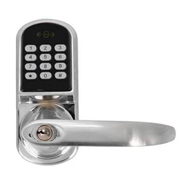 Imagem de BHDD Trava de porta inteligente com impressão digital, senha anti-espião, cartão IC, entrada sem chave, fechadura biométrica, silenciosa, trava de porta frontal inteligente com teclados, alça para casa, escritório, apartamento, hotel, garagem, escola