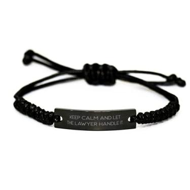 Imagem de SpreadPassion Pulseira Keep Calm and Let The Lawyer Handle It. Lawyer Black Rope (Keep Calm and Let The Lawyer Handle It. Lawyer Handle It, presente de advogado, pulseira gravada para