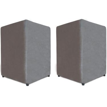 Imagem de Kit 2 Puffs Quadrado Suede 35x35x45cm Bf Colchões