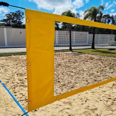 Imagem de Rede Beach Tennis com banda lateral Zaka Amarela 8,60m x 0,80m
