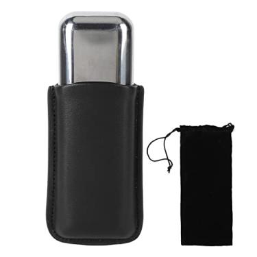 Imagem de Suporte para charutos, processo de costura à mão, estojo de charutos de microfibra de toque macio, tratamento de cobertura inodoro, 2 suportes com tubo de aço inoxidável para uso externo (preto)