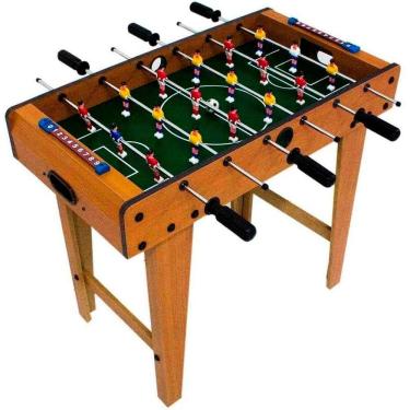 Imagem de Mini Mesa Pebolim Infantil MDF Com Pés 18 Jogadores 69x62x37