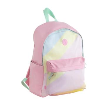 Imagem de Mochila Escolar 2 Compartimentos BRW Listrada Pastel