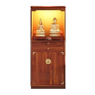 Imagem de Altar budista chinês armário de nicho de madeira maciça para famílias taiwanesas, oferecendo mesas para deuses da riqueza, estátuas de Buda, Bodhisattvas, mesas de Buda, novos santuários de estilo chinês altar de mesa de meditação