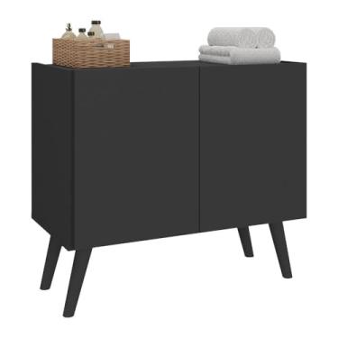 Imagem de Gabinete Armário de Banheiro 62,5cm Retrô 2 Portas Multimóveis Mp5045 Preto