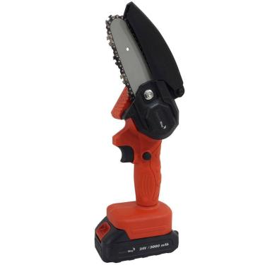 Imagem de Mini Motosserra Elétrica à Bateria Portátil 24V 3000 mAh Bivolt Vermelha Importway Iwmmsbvm