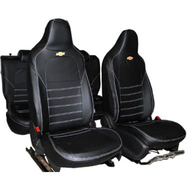 Imagem de Capa de Banco Automotivo Carro Em Couro Novo Onix 2020 Á 2024 (Preto com Branco)