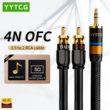 Imagem de Yytcg rca cabo de alta fidelidade estéreo 3.5mm para 2rca áudio cabo aux rca jack 3.5 y divisor para