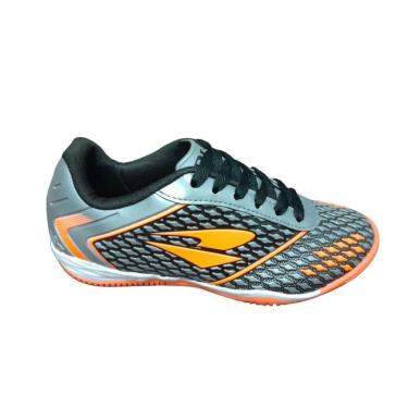 Imagem de Chuteira Indoor Dray Topfly Infantil - Cinza e Laranja
