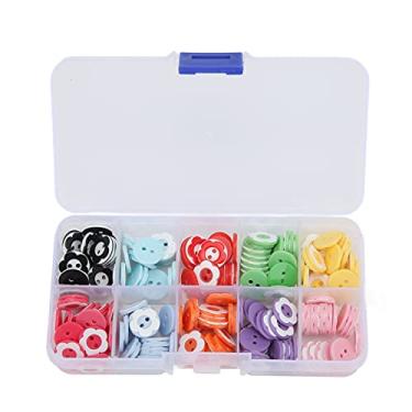 Imagem de Pssopp Round Resin Sewing Button, 200Pcs &10 Colours Colorful Round Resin Buttons Plum Flower Pattern 2 Holes Craft Buttons with Storage Box for DIY Craft