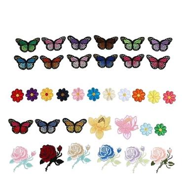 Imagem de LALAFINA 36 Unidades remendo adesivo kids filhos roupa de borboletas faça você mesmo crianças costuram remendos patch de costura aplique de borboletas bordado as flores roupas