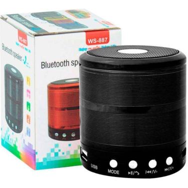 Imagem de Mini Caixa Caixinha Som Portátil Bluetooth Mp3 Fm Sd Usb 3w Ws-887 Preto