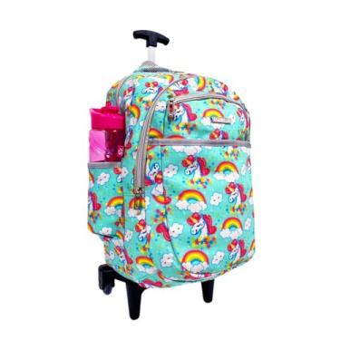 Imagem de Mochila Feminina Rodinhas Universitária Escolar Estampa Unicórnio Espaço para Notebook