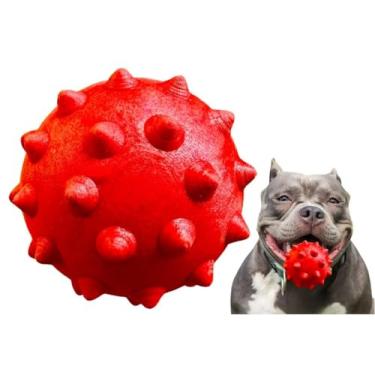 Imagem de Brinquedo Para Cães Bola Grande Maciça Extra Forte 70mm Cachorro Grande Brinquedo Hard (Vermelho)