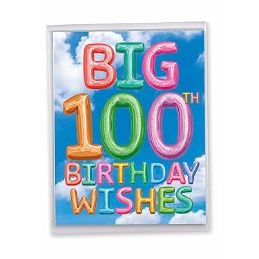 Imagem de The Best Card Company - Cartão de aniversário de 100 anos com envelope (21 x 28 cm) - 100 anos, saudação de aniversário de papelaria grande - Mensagens infladas Marcos 100 (não balões reais) J5651HMBG-US