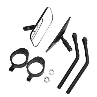 Imagem de Kit de espelho retrovisor de motocicleta quadrado grande angular retrovisor para amortecedor de 38 mm (preto)