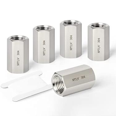 Imagem de TAISHER Forjamento de 5 peças de acoplamento hexagonal completo de aço inoxidável 304, tubo fêmea de 1/10.2 cm x encaixe de tubulação fêmea de 1/10.2 cm